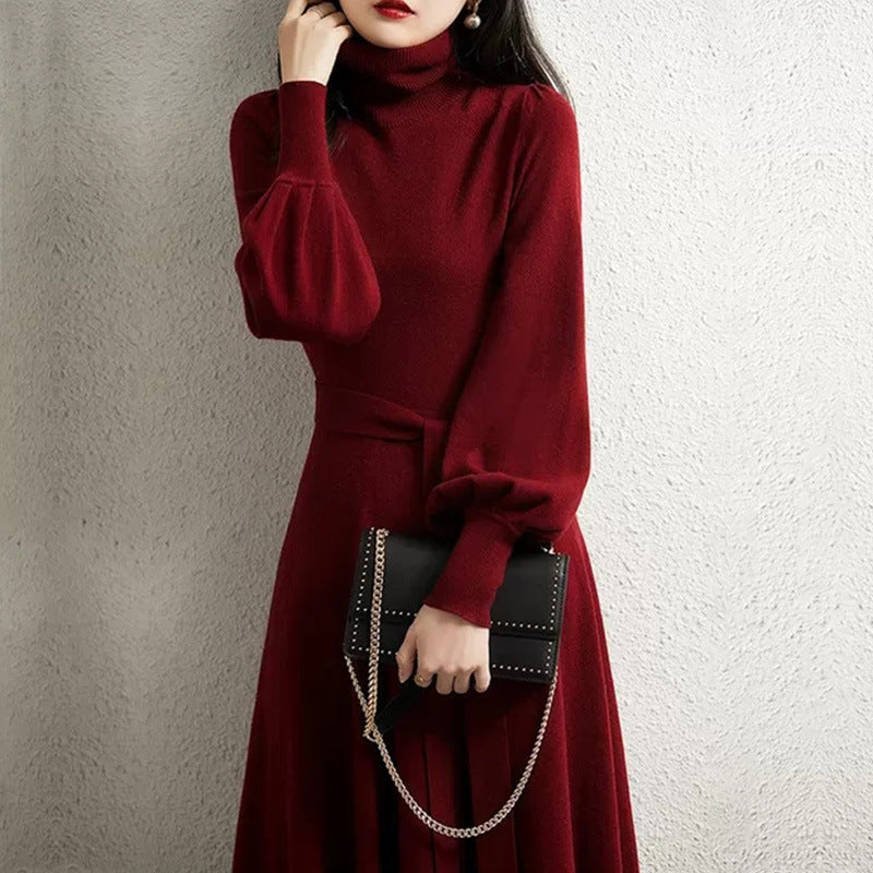 Robe en tricot pour femmes avec col haut et ceinture réglable Chic & Stil