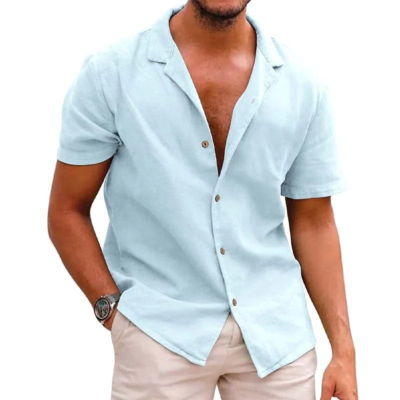 Short Sleeve Summer Shirt for Men in Lightweight Linen Chic und Stil