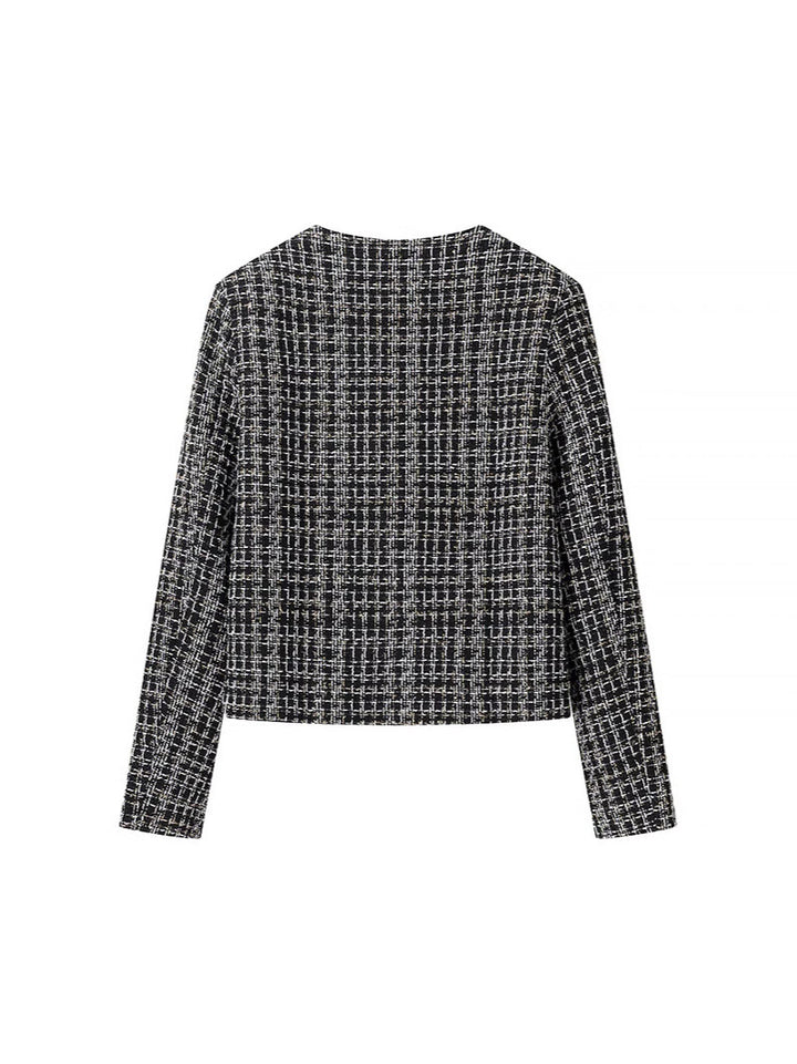 Elegant ladies tweed jacket with gold buttons Lune London