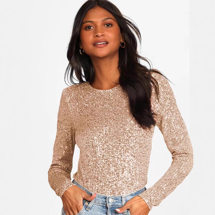 Women's Functional Sequined Bodysuit with Long Sleeve Lune London