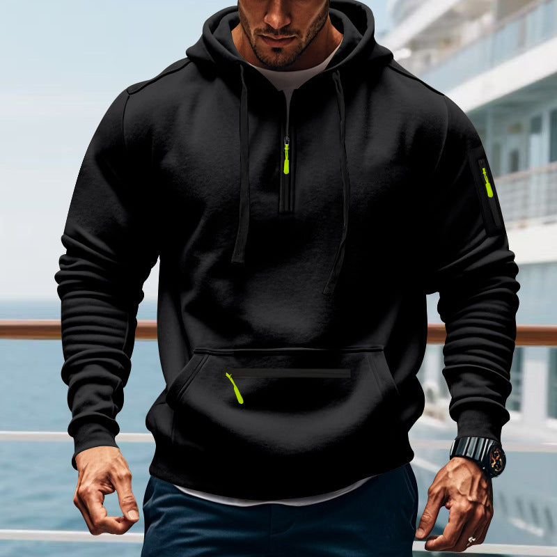 Men's Sporty Hoodie with Practical Two-Way Zipper and Side Pockets Lune London