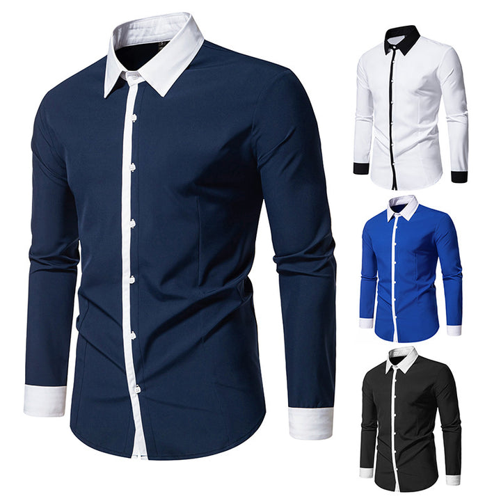 Men's long sleeve shirt with contrasting collar and trendy button placket Lune London