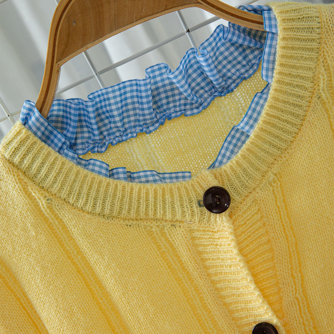 Women Lightweight knitted vest with pretty ruffled details Lune London
