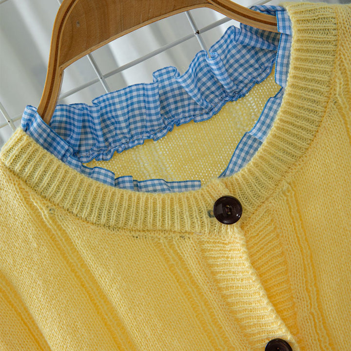Women Lightweight knitted vest with pretty ruffled details Lune London