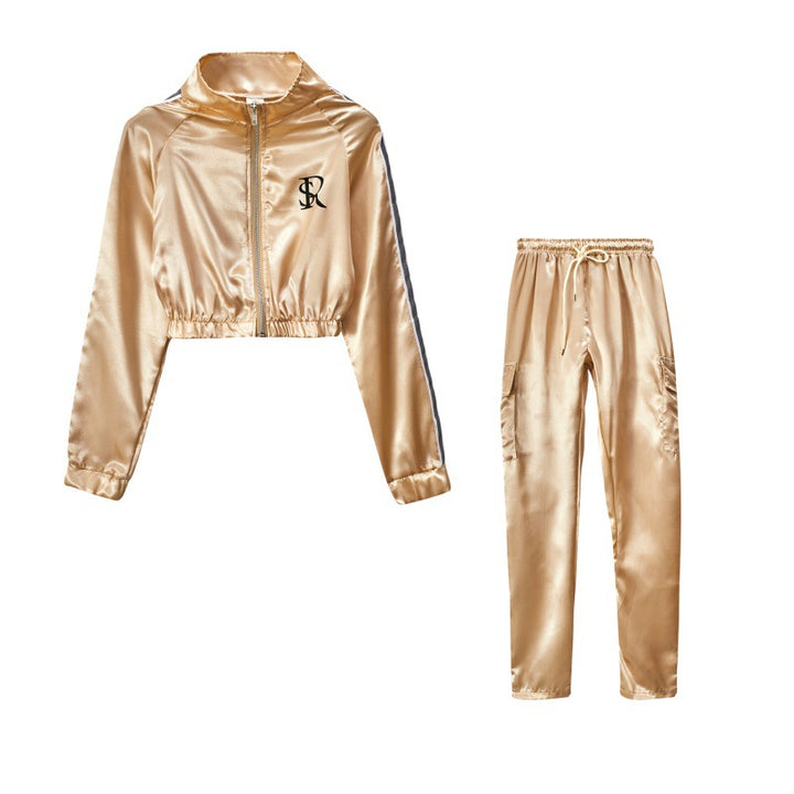 Women's sporty tracksuit set with cropped jacket and jogger pants Lune London