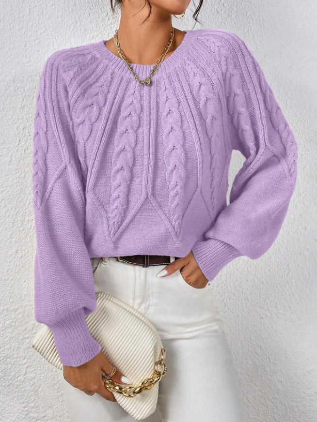 Knit sweater for women with cable pattern and wide sleeves Lune London