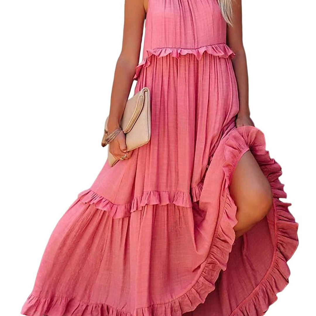 Maxi dress for women with ruffled details and airy silhouette Lune London