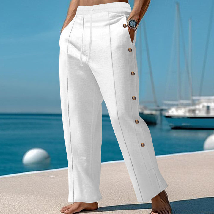 Chino pants for men with side buttons and elastic waist Lune London