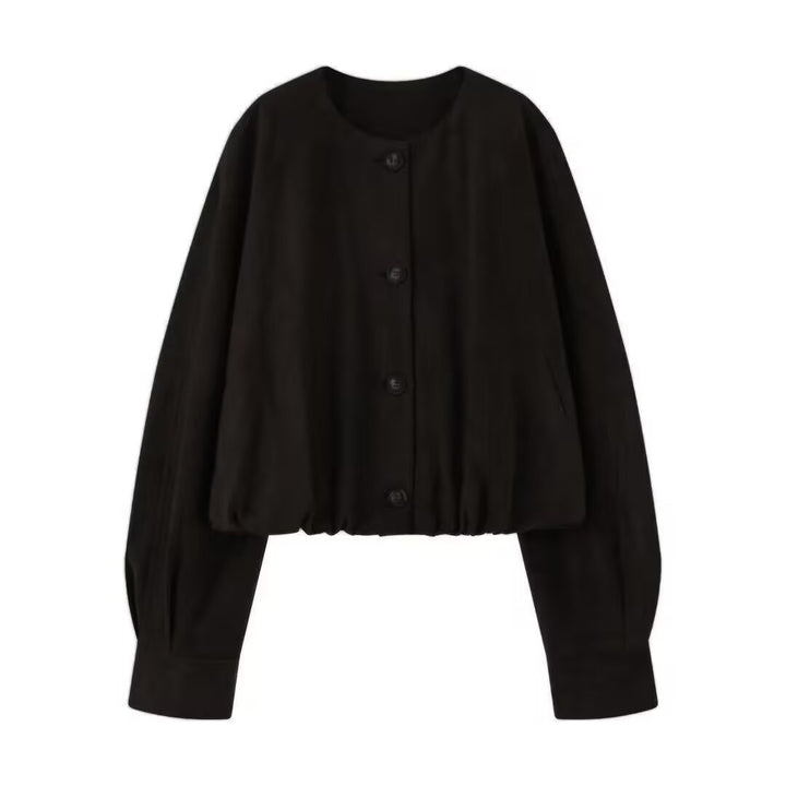 Ladies Soft Suede Lining with Chic Button Treatment Elegant and Style