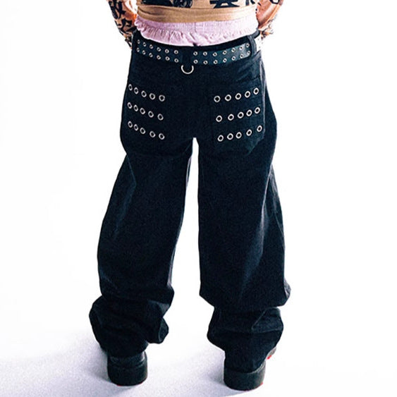 Cargo pants for women with eyelets and contrasting design Lune London