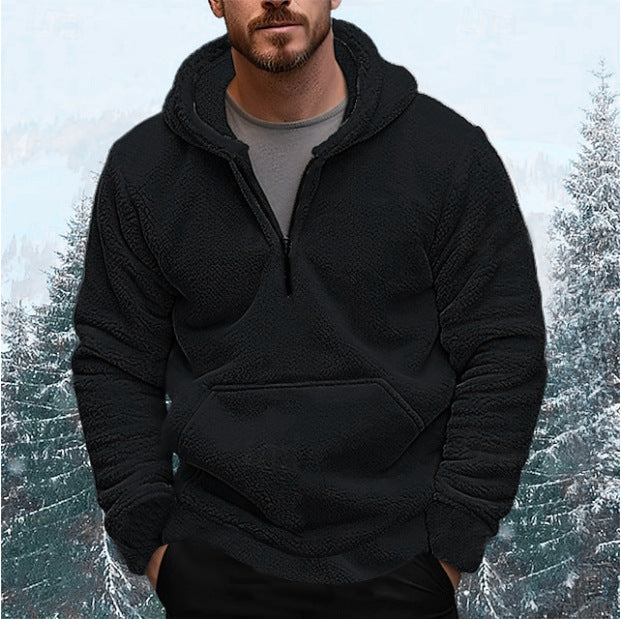Fleece sweater for men with practical kangaroo pocket Lune London