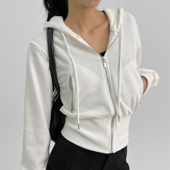 Ladies sporty zip hoodie with a fitted cut Chic & Stil