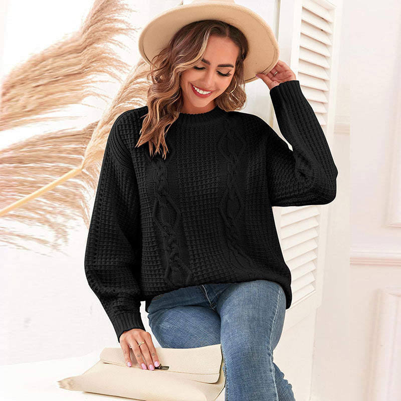 Pull en tricot pour femme avec motif en cable et coupe décontractée Chic & Stil