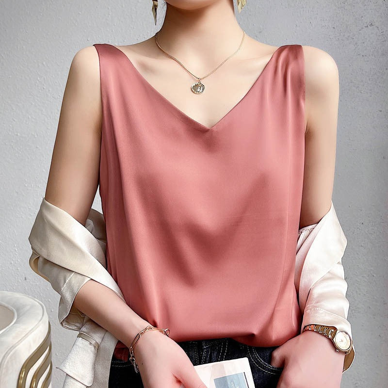 Women V-neck Satin Blouse Lune London