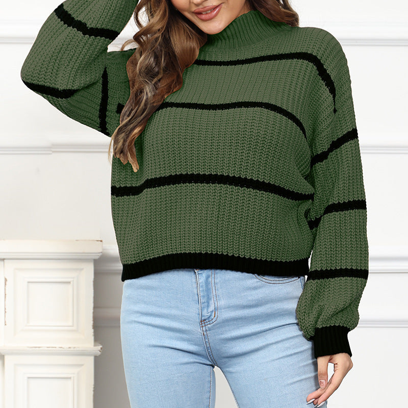 Thick knit sweater for ladies with color block pattern Lune London
