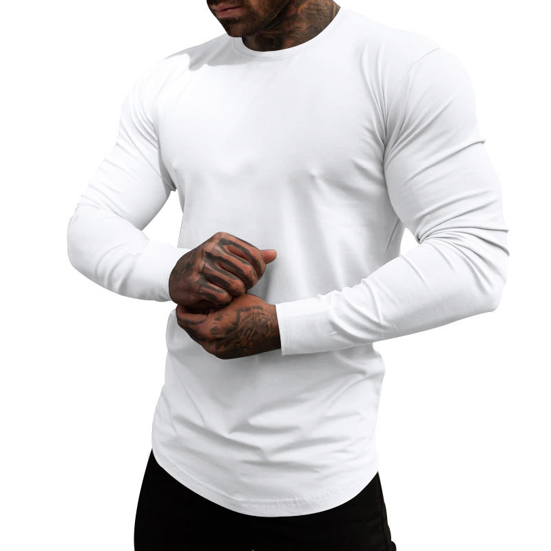 Men's Long-Sleeve Shirt Made Of Soft Stretchy Cotton Blend with Round Neckline Lune London