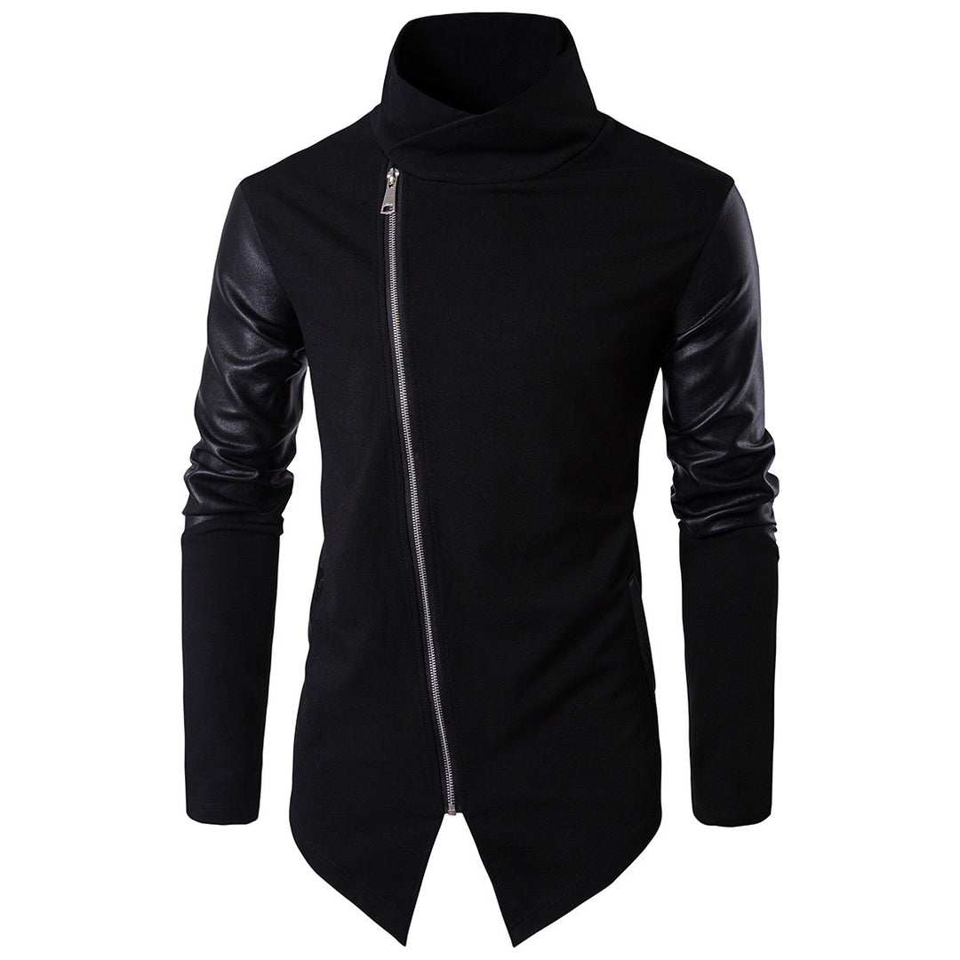 Trendy men's jacket with asymmetrical zipper and contrasting sleeves Lune London