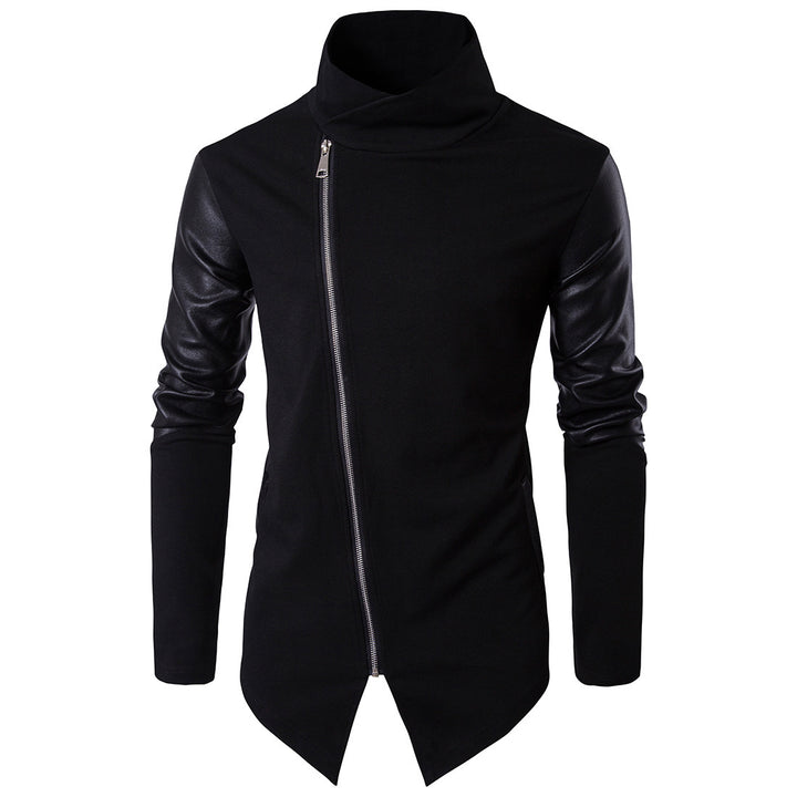 Trendy men's jacket with asymmetrical zipper and contrasting sleeves Lune London