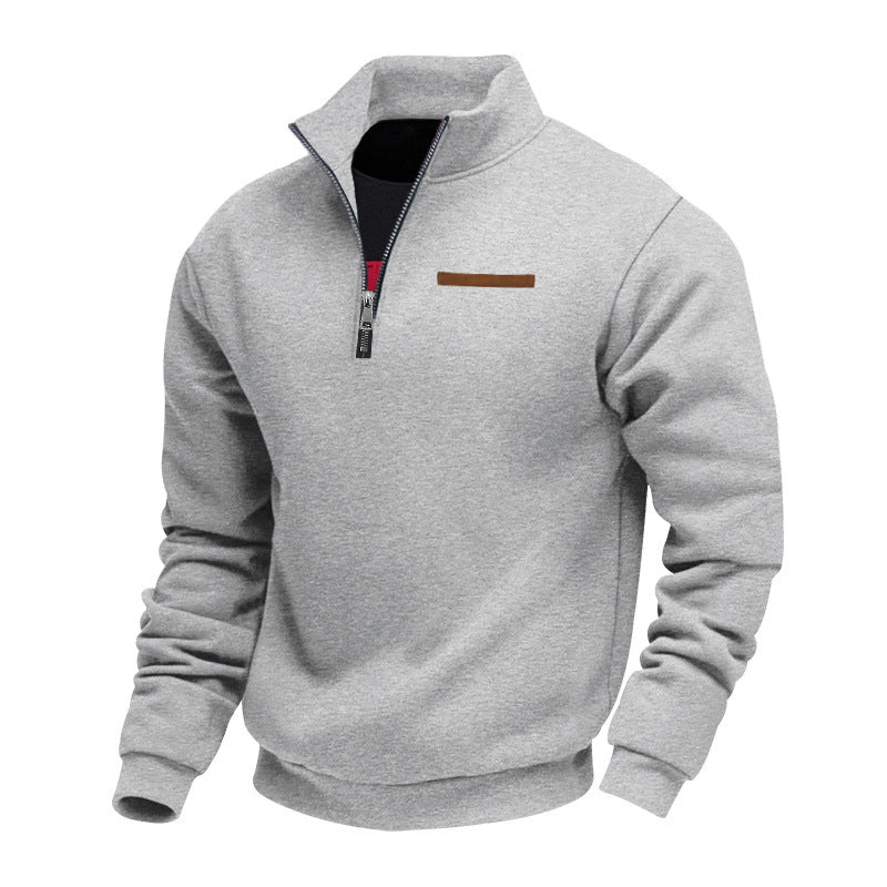 Sporty fleece pullover for men with half-zip Lune London