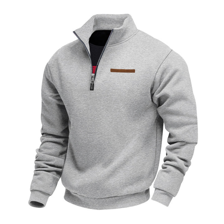 Sporty fleece pullover for men with half-zip Lune London