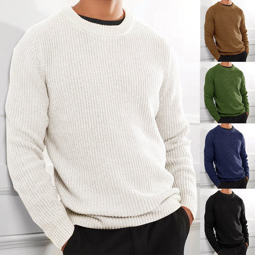 Knitted sweater for men with textured surface and crew neck Lune London