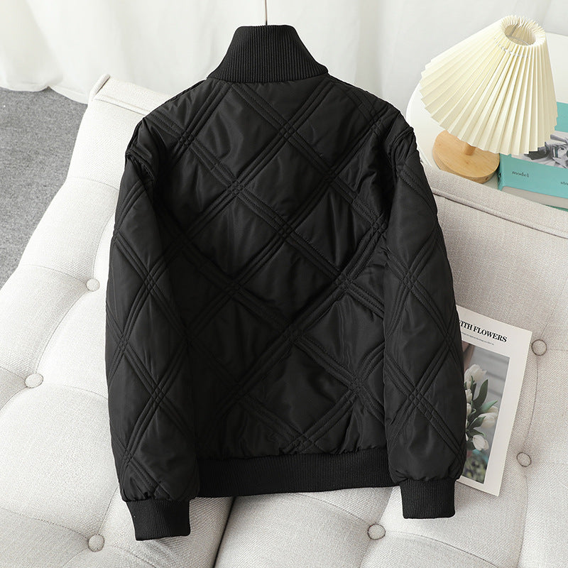 Ladies quilted transition jacket with high collar and elastic cuffs Lune London