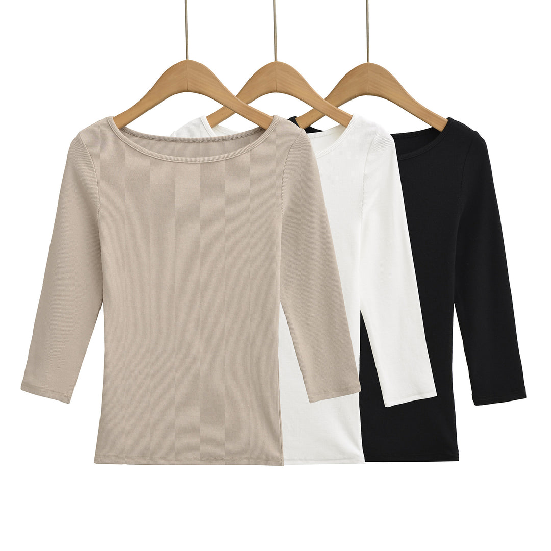 Women long sleeve top with elegant round neck Lune London