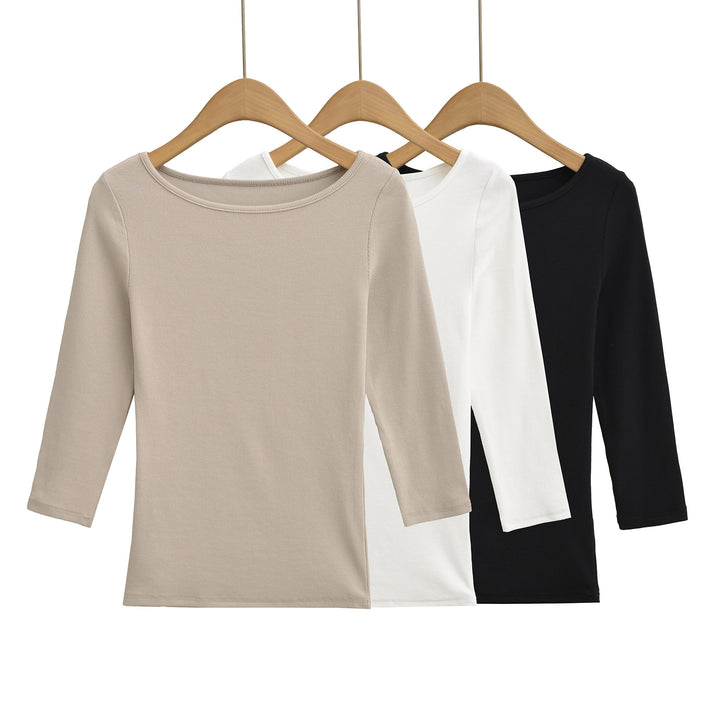 Women long sleeve top with elegant round neck Lune London