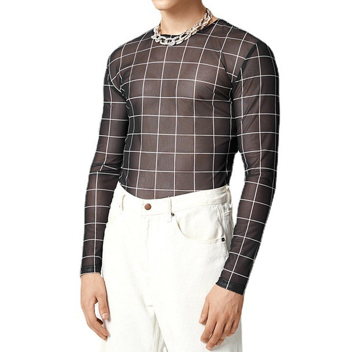 Men's mesh top with a modern checkered pattern and breathable fabric Lune London