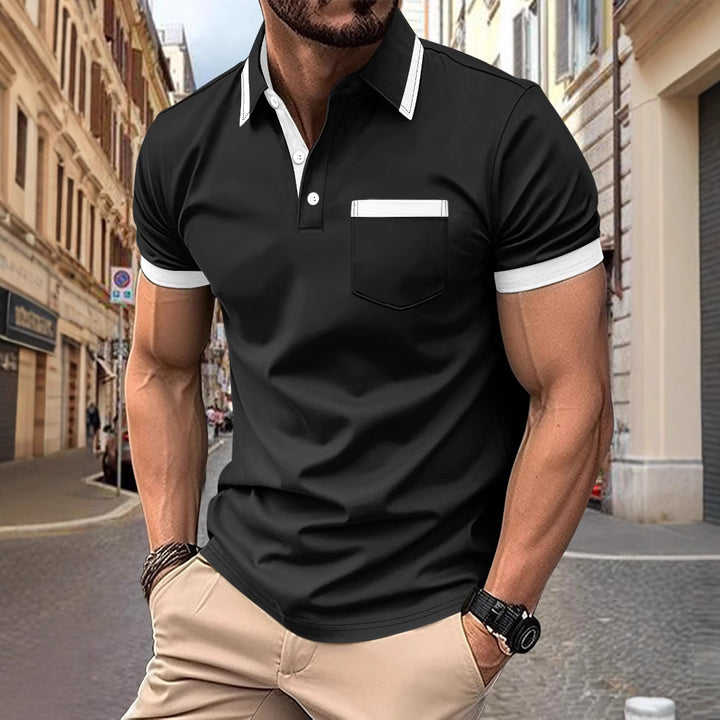 Men's modern polo with contrast collar Lune London
