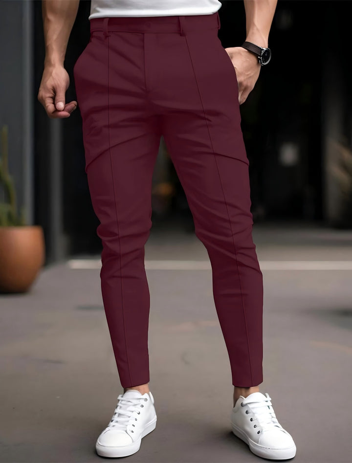 Pantalon chino slim-fit à la mode pour hommes avec taille élastique et poches polyvalentes Lune London
