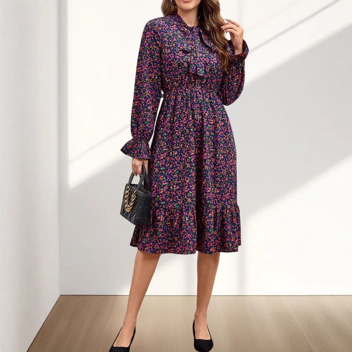 Ladies Vintage Floral Midi Dress Lune London