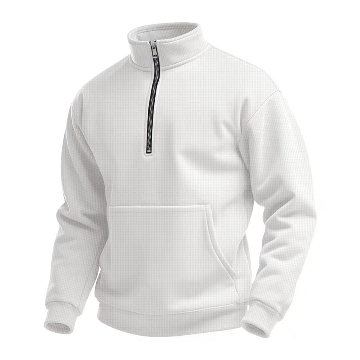Men's fleece sweater with short zip and front pocket Lune London
