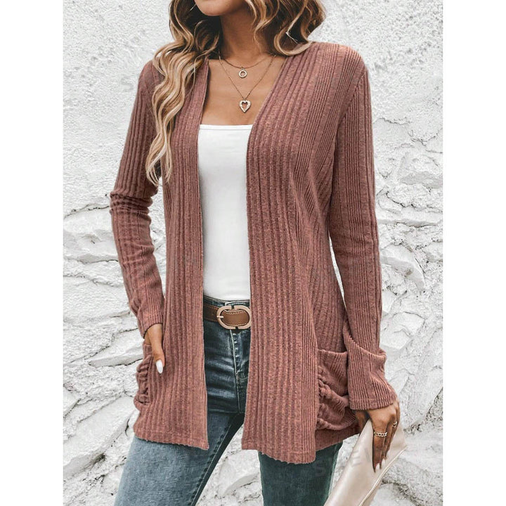 Knitted jacket for women with a stylish ribbed design and practical pockets Lune London