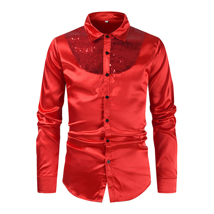 Elegant satin shirt for men with sequin inserts Lune London
