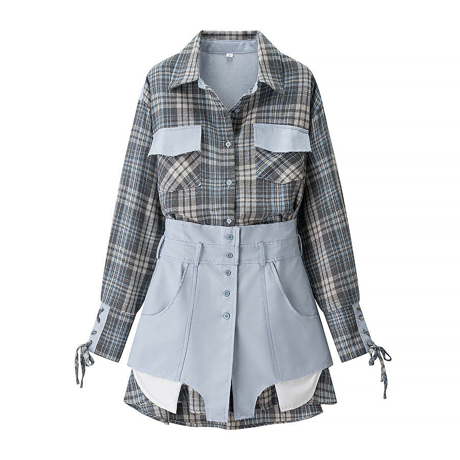 Plaid shirt for ladies with short shorts Lune London