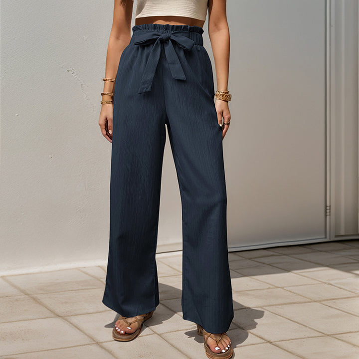 High-waisted wide-leg pants for women with bow detail Lune London
