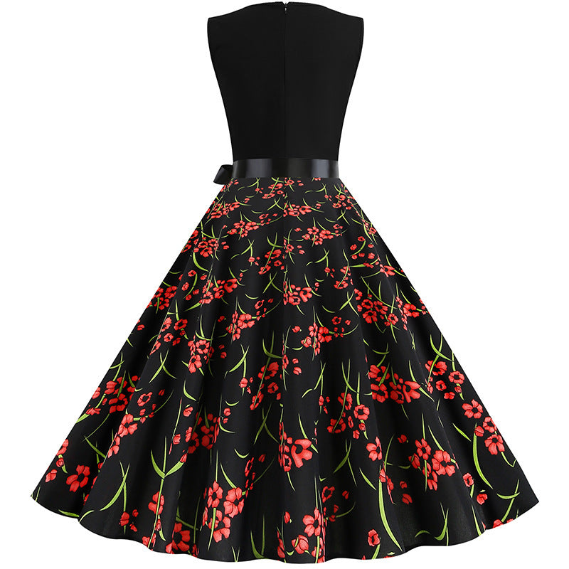 Robe évasée pour femmes avec motif floral et élégant peplum Chic & Stil