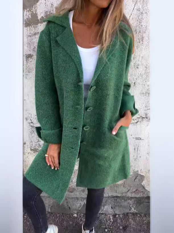 Lune London | Coat - Mid-length - Loose Fit - Wool Look - Single-breasted with Lapels
