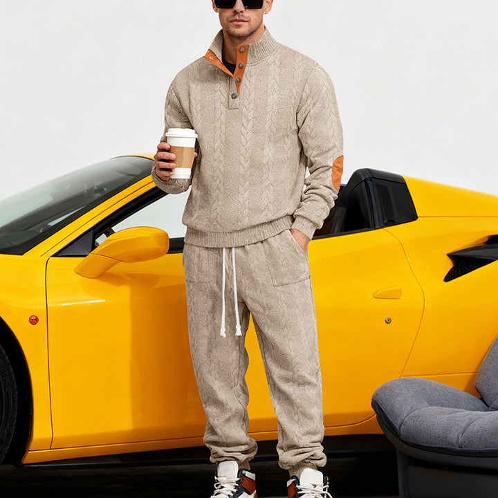 Men's knit jogging suit with a trendy collar and practical pockets Lune London