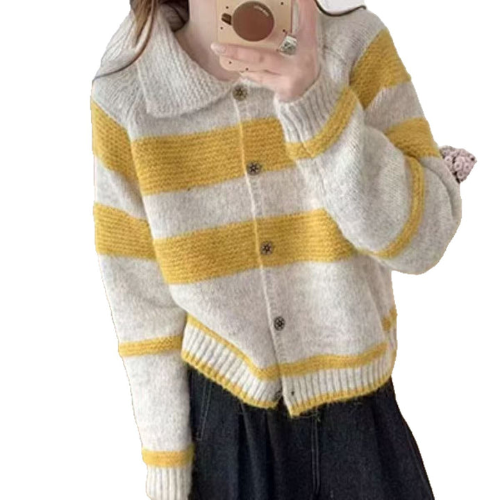 Cardigan Confortable pour Femmes avec Rayures Vintage Chic & Stil
