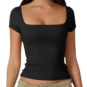 Women Fitted Crop-top with Square Neck Lune London