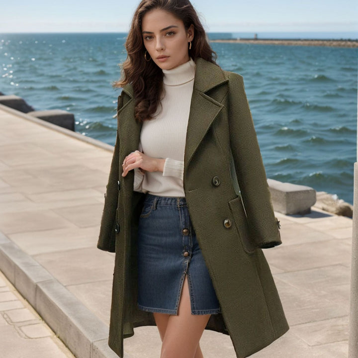 Oversized wool trench coat for women with double-breasted buttons Lune London
