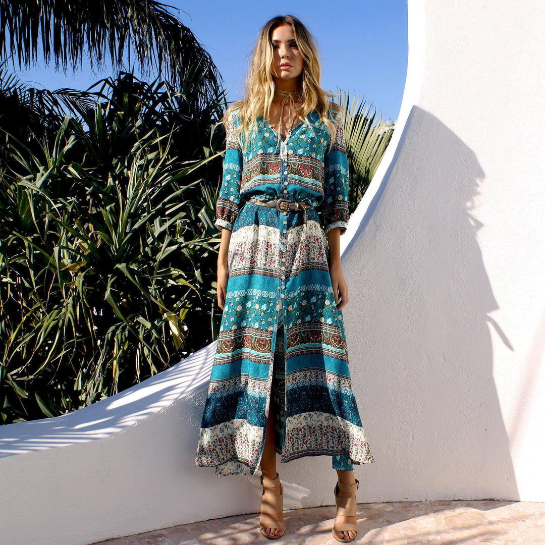 Bohemian Women's Floral Print Chic Maxi Dress