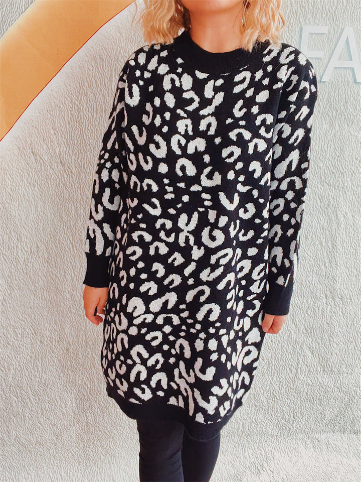 Lune London | Women's Chunky Knit Dress in Modern Leopard Pattern