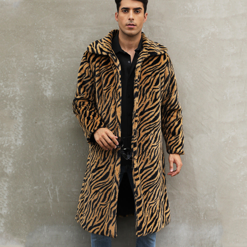 Men's tiger stripe faux fur coat Lune London