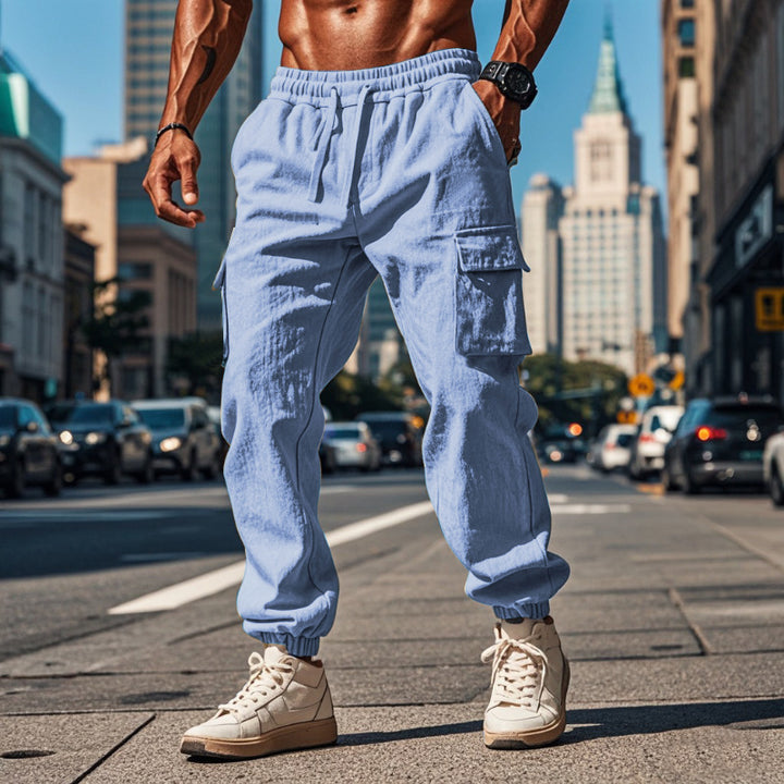 Men's cargo pants with elastic waist and practical side pockets Lune London