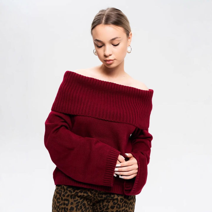 Women Off-Shoulder Chic Knit Sweater