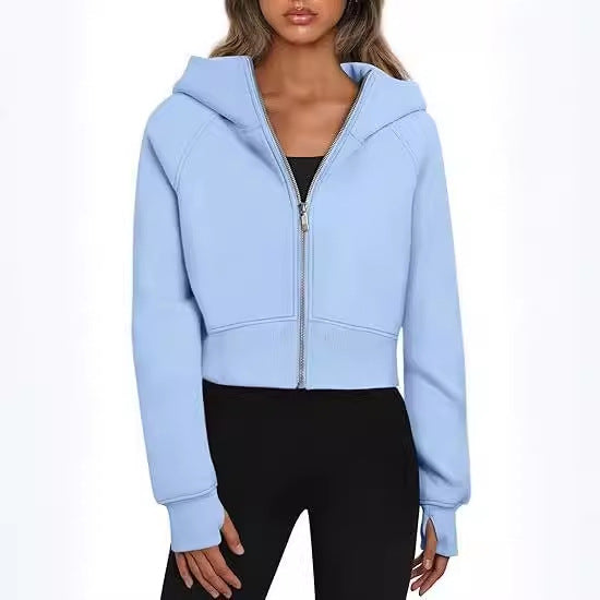 Cropped hoodie jacket for women with full zip Lune London
