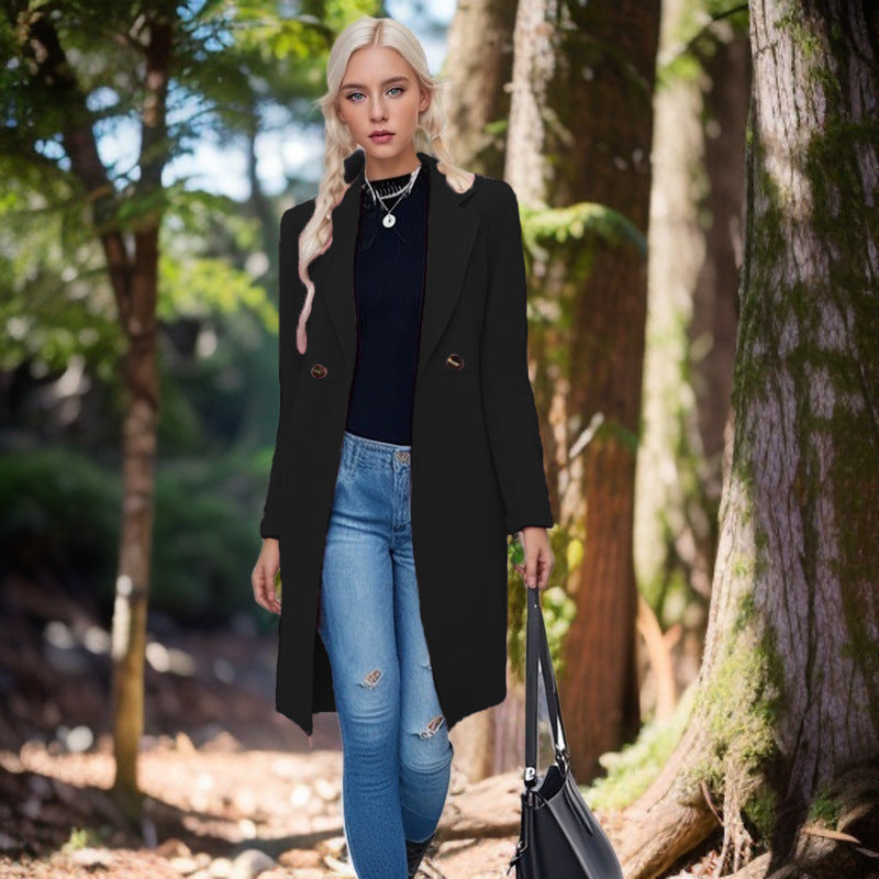 Ladies classic long coat with double buttons Lune London